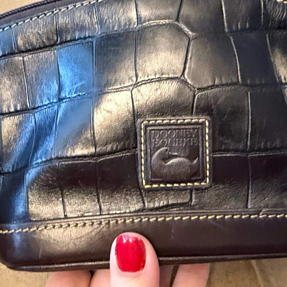 Dooney & Bourke Croc-Embossed Leather cosmetic Pouch Brown - Picture 9 of 15